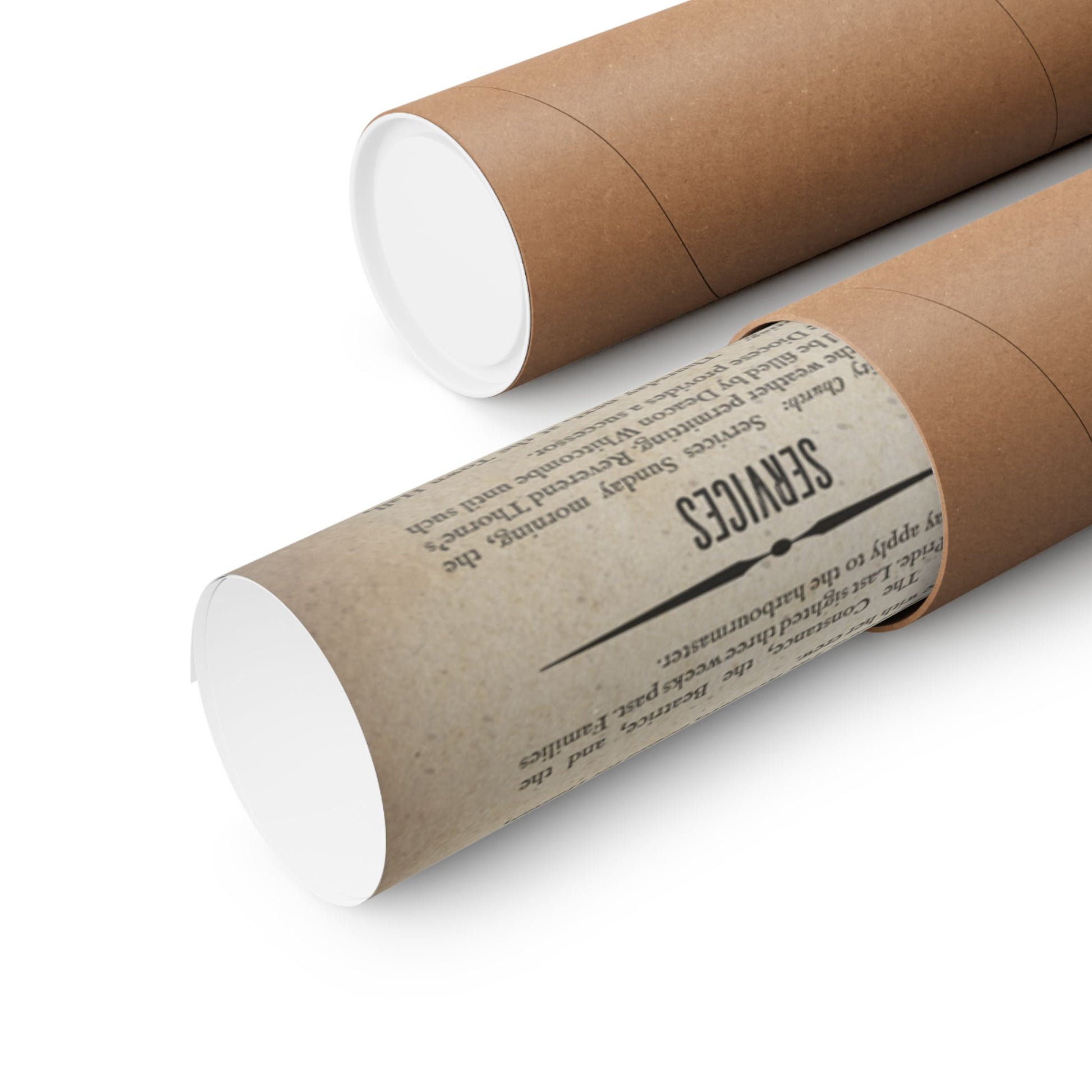 rolled up Vintage 1786 newspaper front page poster The Widow's Bay Gazette, easter eggs, inspired by Apple TV series, matte giclée wall art print