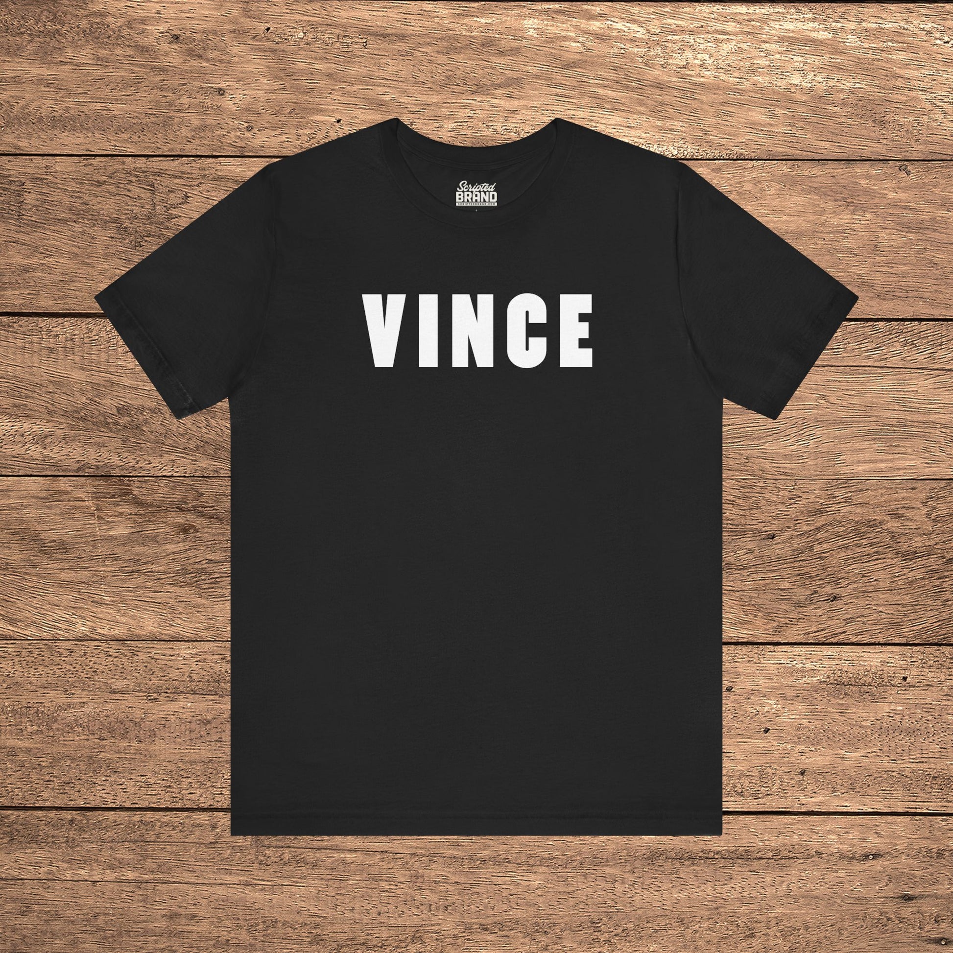 Black VINCE graphic t-shirt inspired by Tom Cruise in The Color of Money, soft Bella+Canvas cotton 80s movie tee