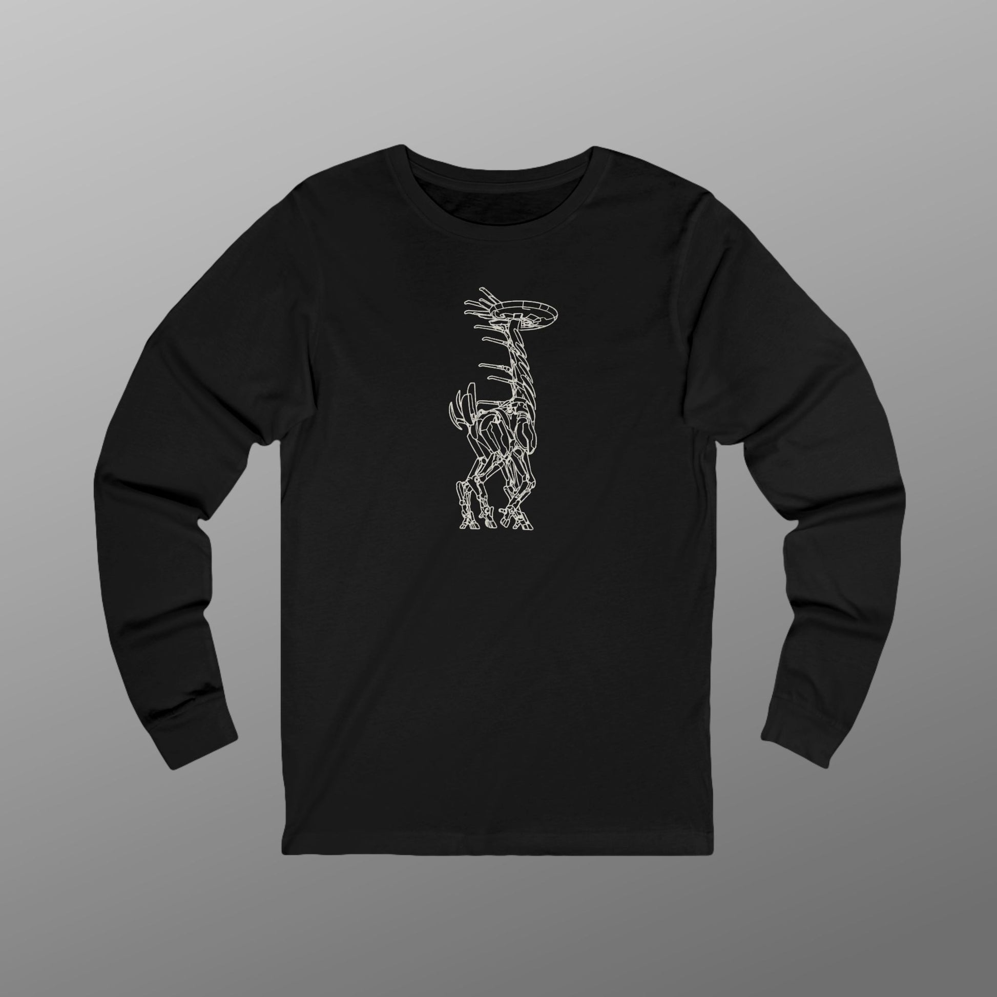 Black Tallneck vintage line-art long-sleeve t-shirt inspired by Horizon Zero Dawn and Forbidden West