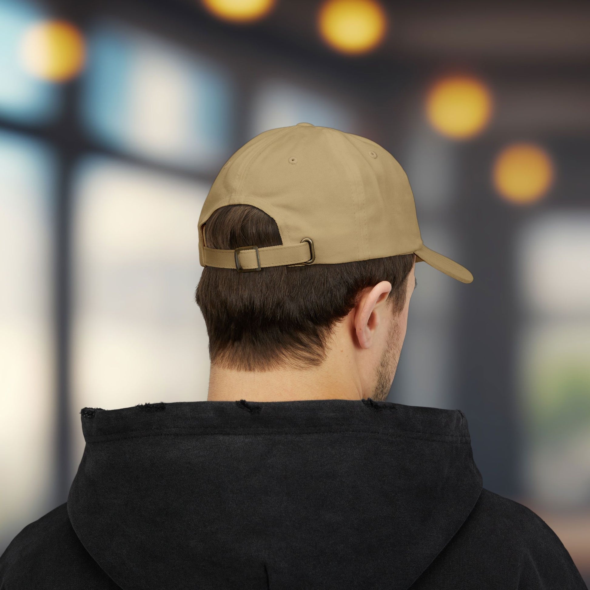 Back side of 'The Salty Whale' embroidered sign logo dad cap inspired by Widow's Bay Apple TV series, 100% cotton baseball hat