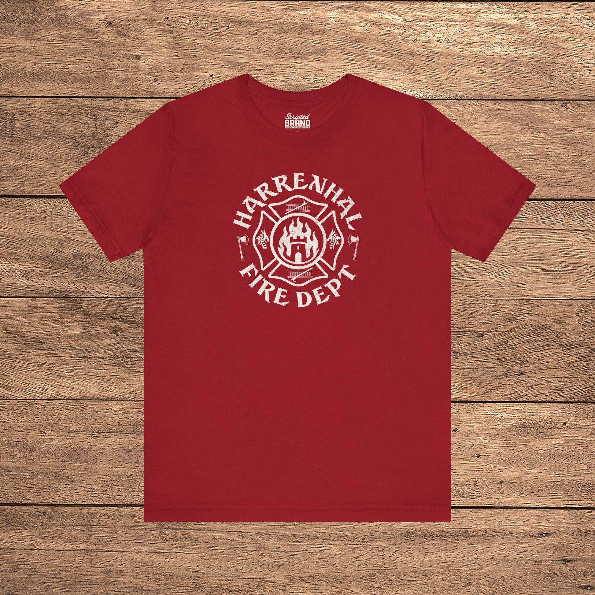 Red Harrenhal Fire Department vintage distressed graphic t-shirt, soft Bella+Canvas cotton Game of Thrones inspired tee