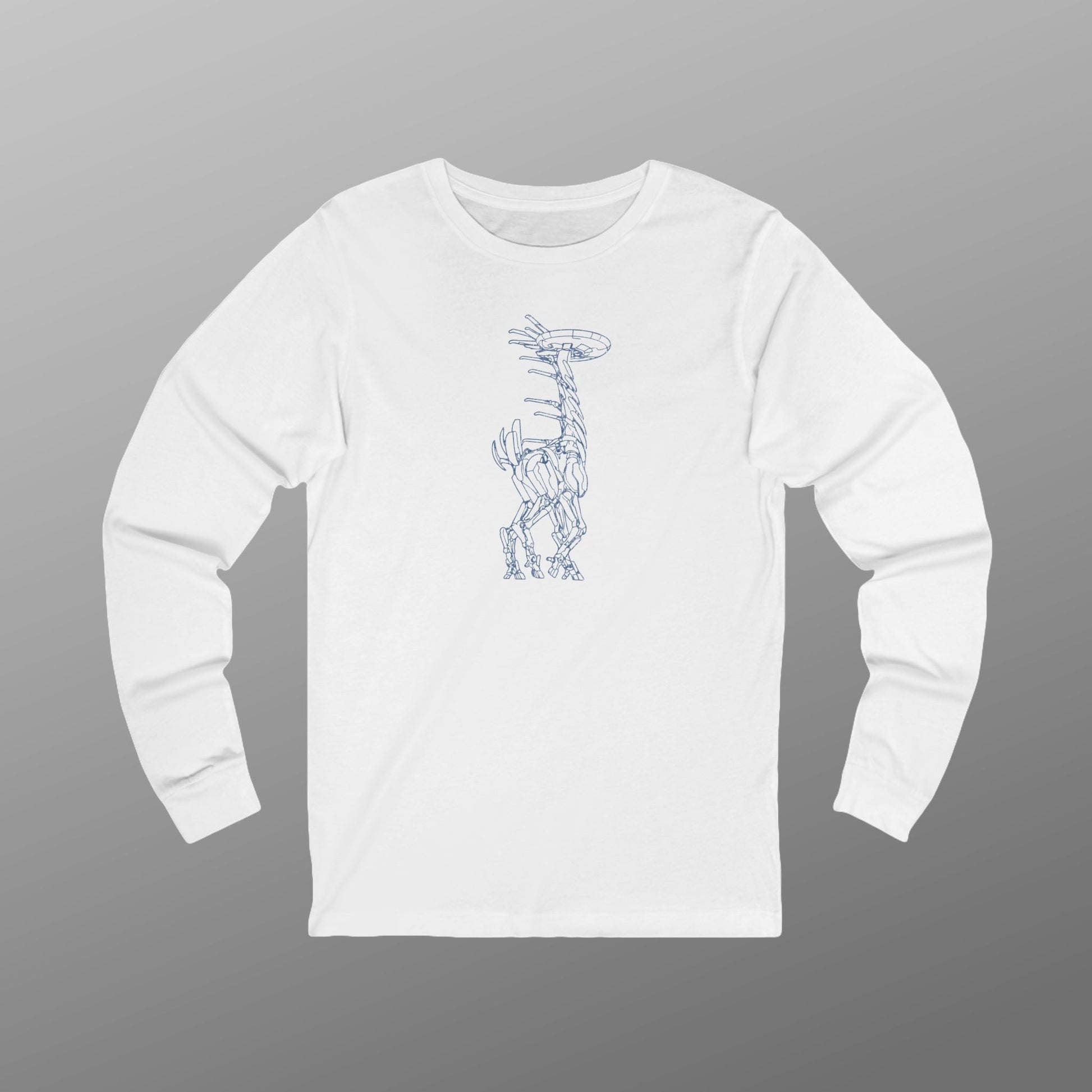 White Tallneck vintage line-art long-sleeve t-shirt inspired by Horizon Zero Dawn and Forbidden West