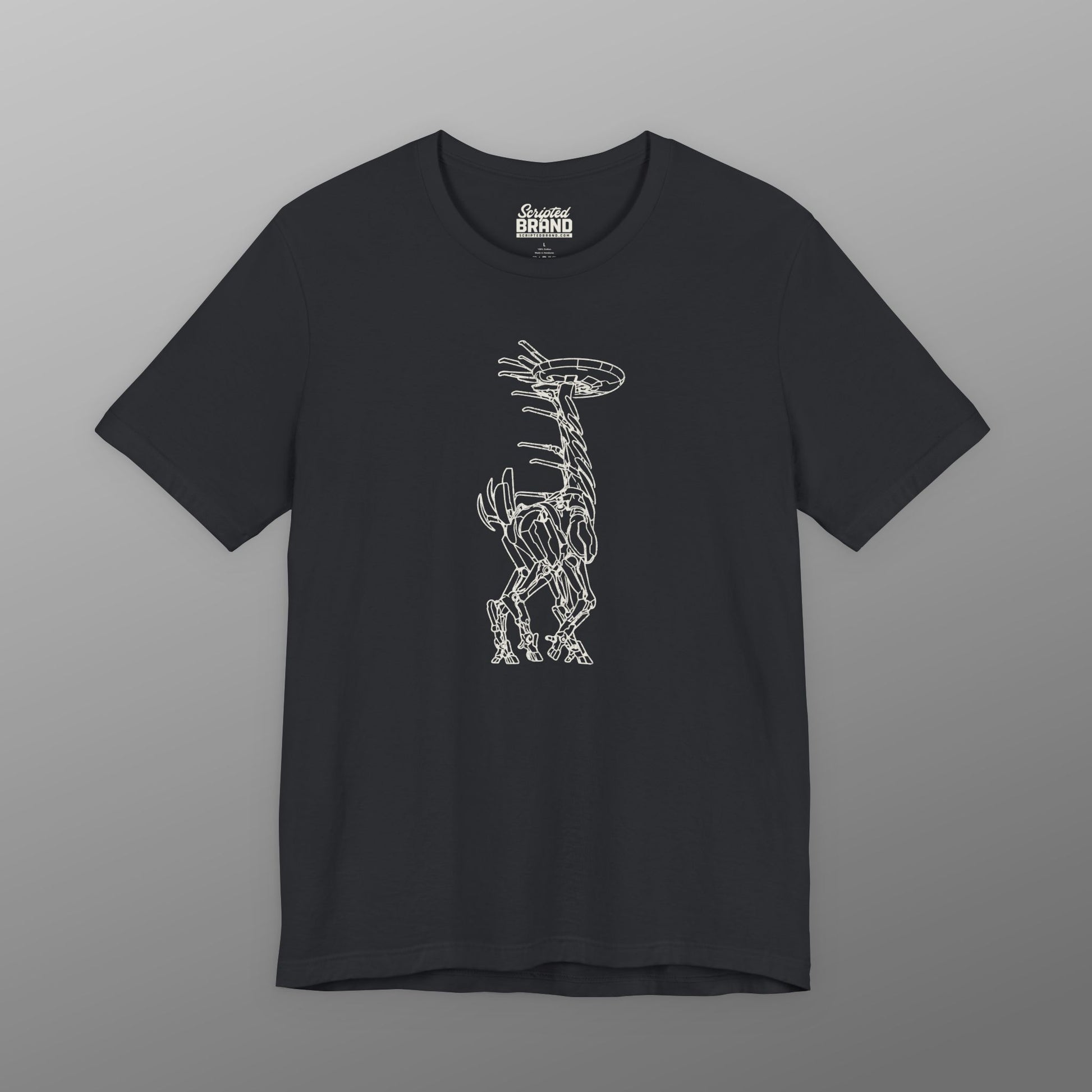 Vintage black Tallneck vintage line-art graphic t-shirt inspired by Horizon Zero Dawn and Forbidden West, soft Bella+Canvas cotton tee