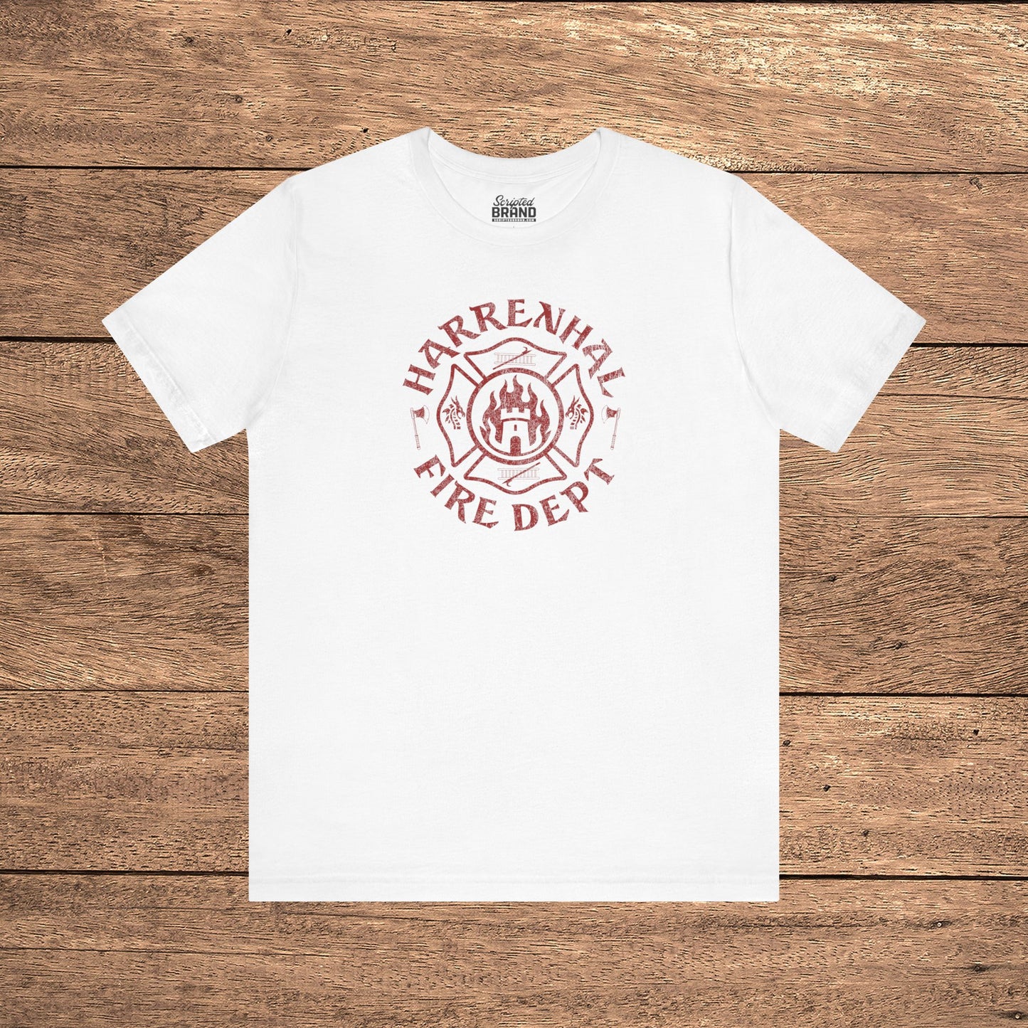White Harrenhal Fire Department vintage distressed graphic t-shirt, soft Bella+Canvas cotton Game of Thrones inspired tee