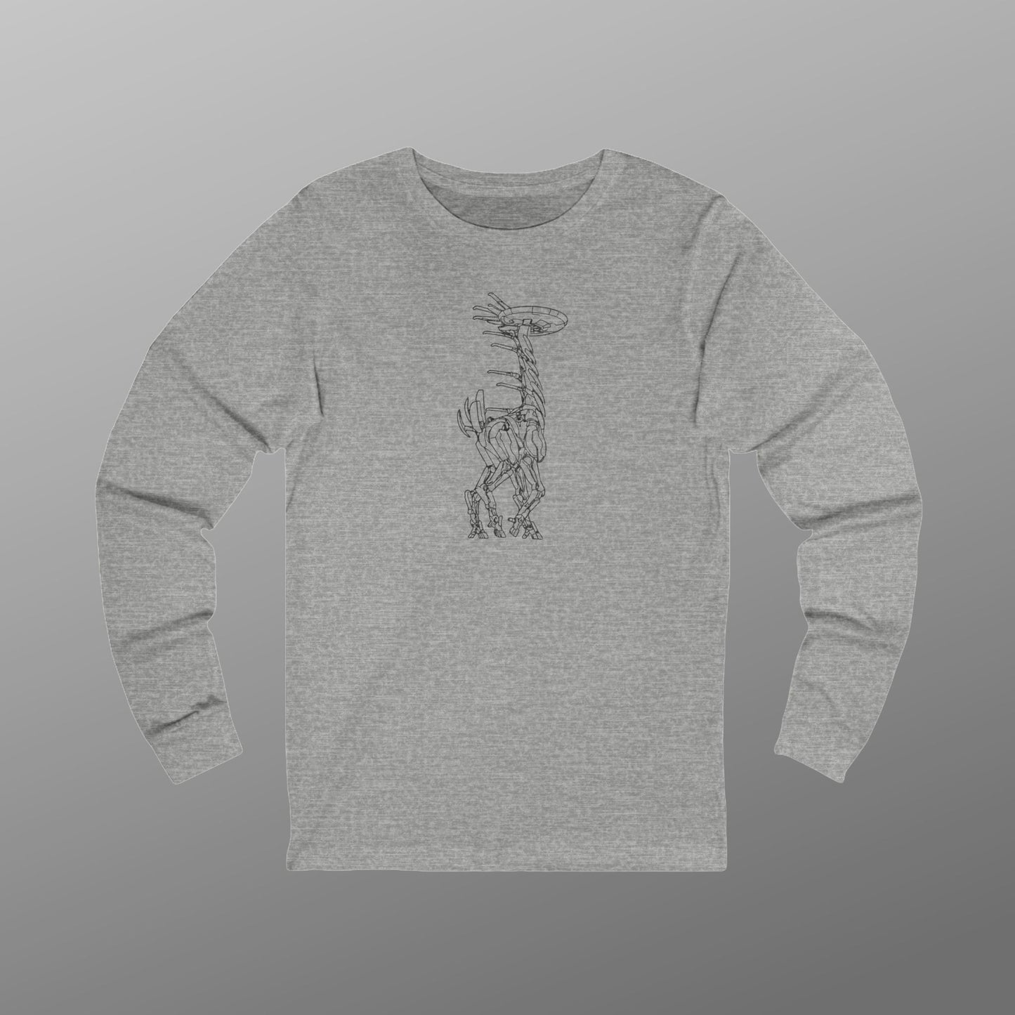 Athletic Gray Tallneck vintage line-art long-sleeve t-shirt inspired by Horizon Zero Dawn and Forbidden West