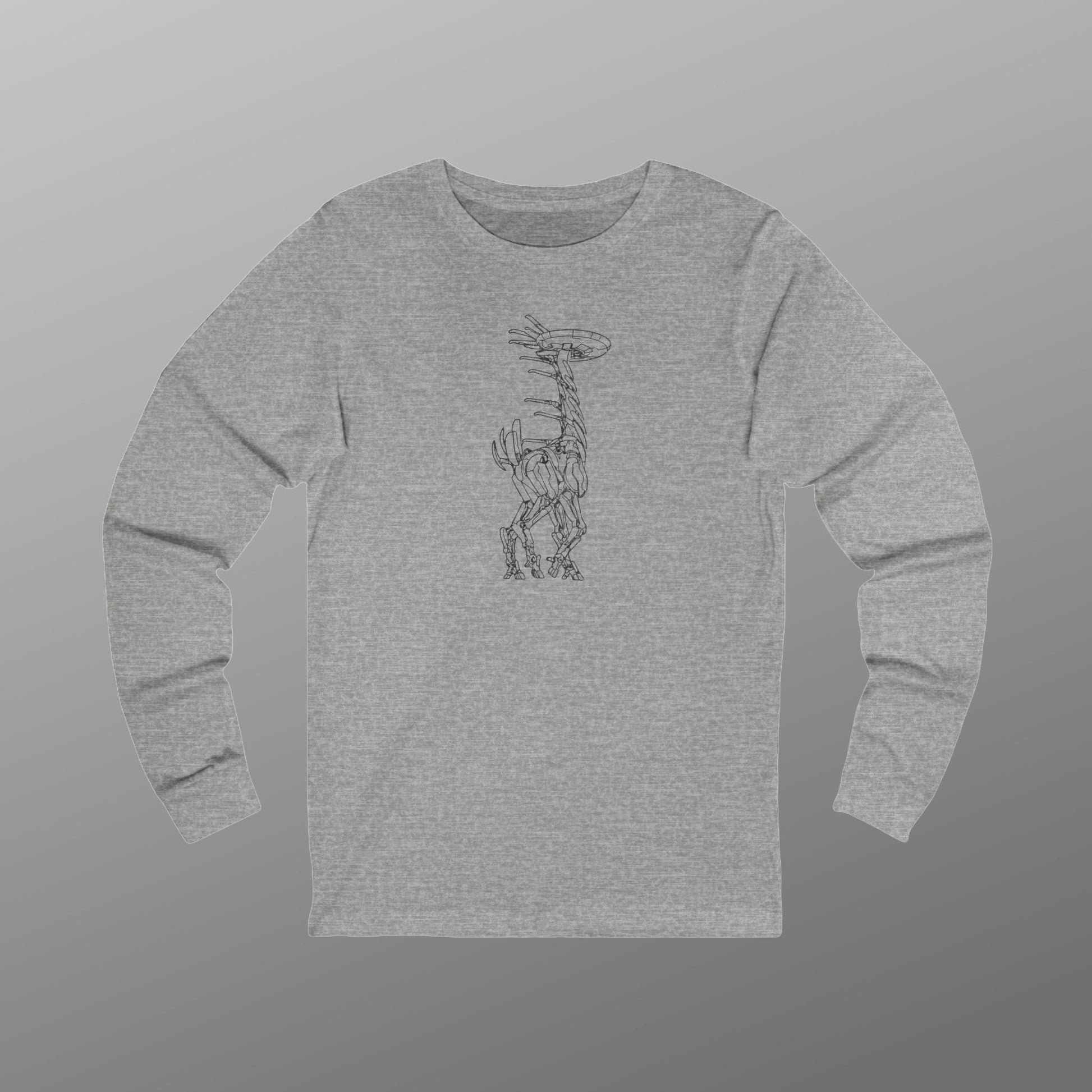 Athletic Gray Tallneck vintage line-art long-sleeve t-shirt inspired by Horizon Zero Dawn and Forbidden West