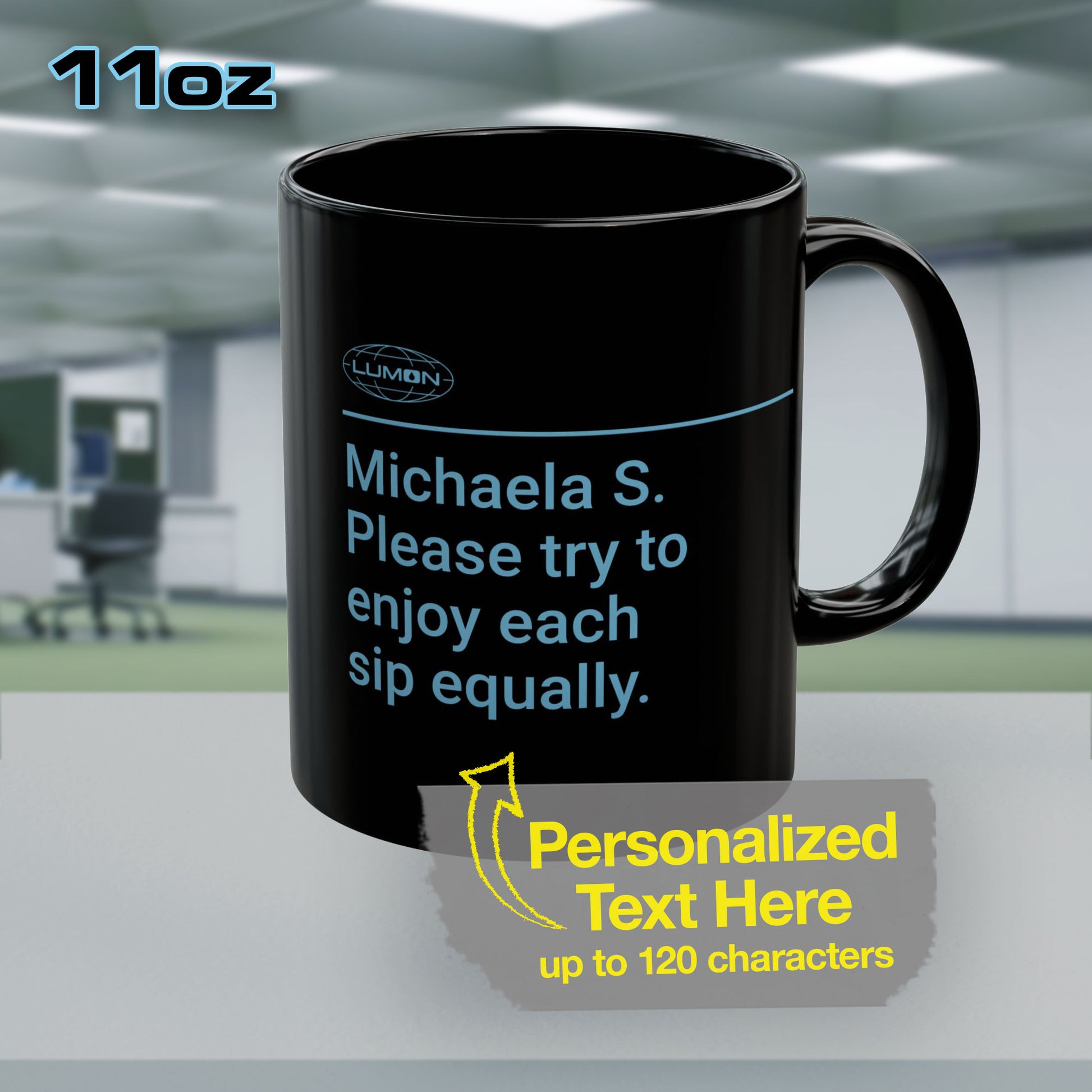 Severance Lumon Personalized Customizable Black Mug  ScriptedBrand