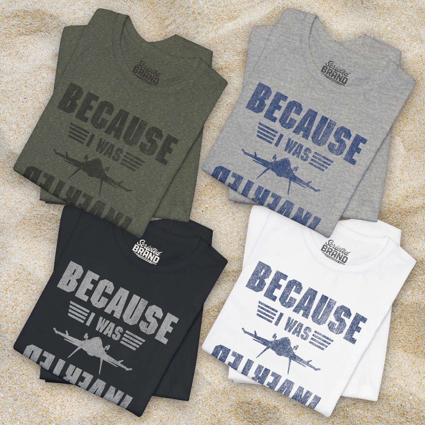 Four folded Because I Was Inverted vintage distressed graphic t-shirts inspired by Top Gun, soft Bella+Canvas cotton aviation movie tee