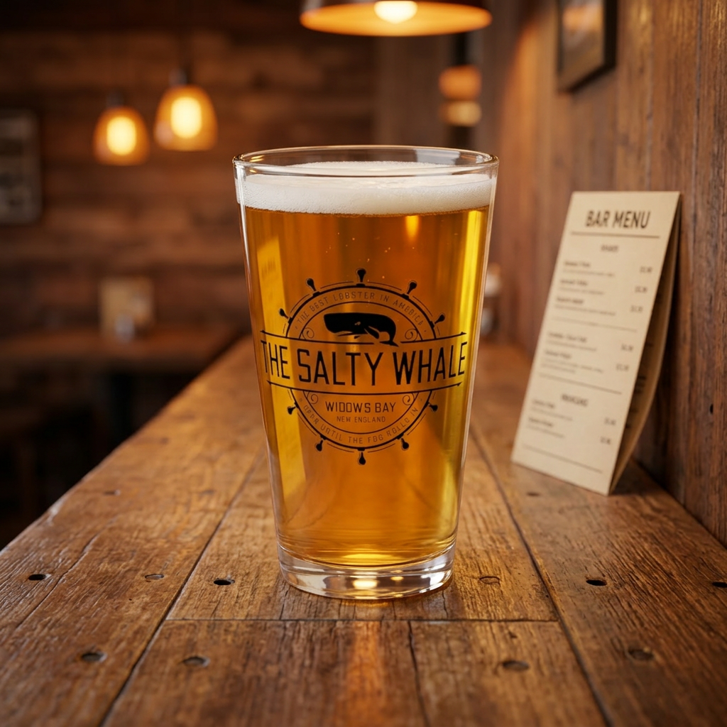 Widow's Bay Pint Glass, The Salty Whale Fictional Pub Beer Cup Fan Gift