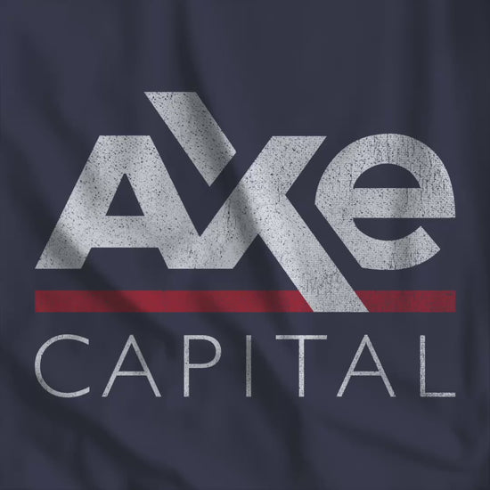 Video of Navy t-shirt with the Axe Capital logo from the TV show Billions in a vintage distressed style.