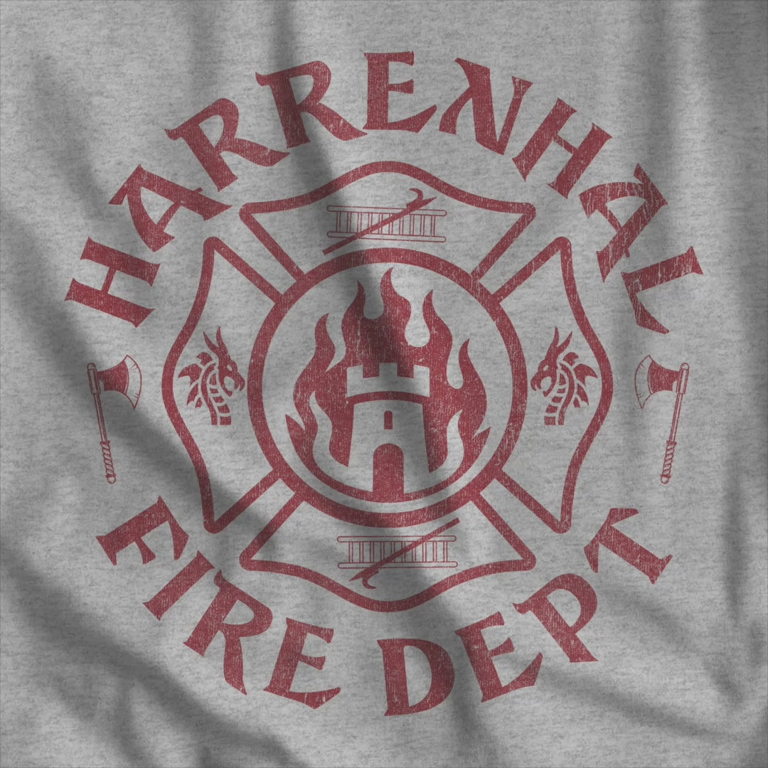 Video of of Harrenhal Fire Department distressed graphic tee inspired by Game of Thrones