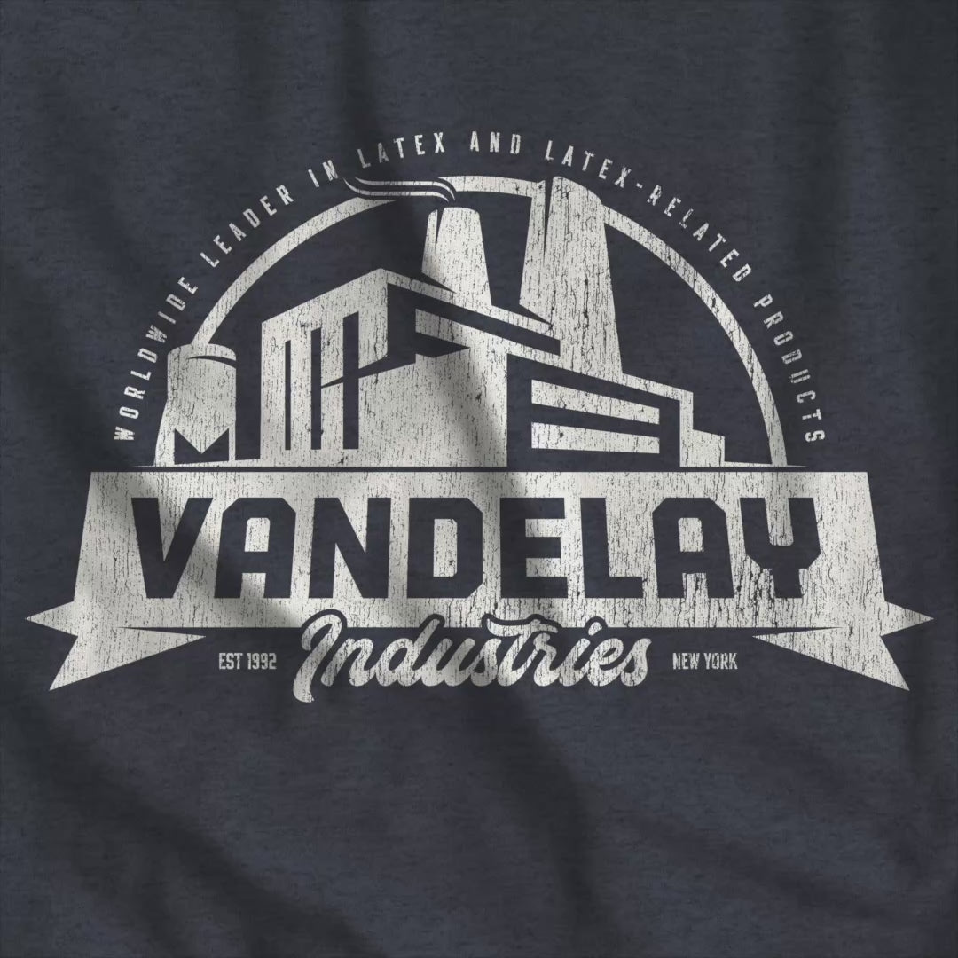 Video of Bella+Canvas 3001 t-shirt with a Vandelay Industries logo that George Costanza made up in the TV Show Seinfeld.