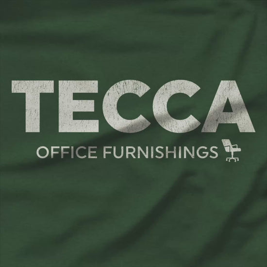 Video of TECCA Office Furnishings tee inspired by The Chair Company. Bella+Canvas tim robinson shirt comedy.