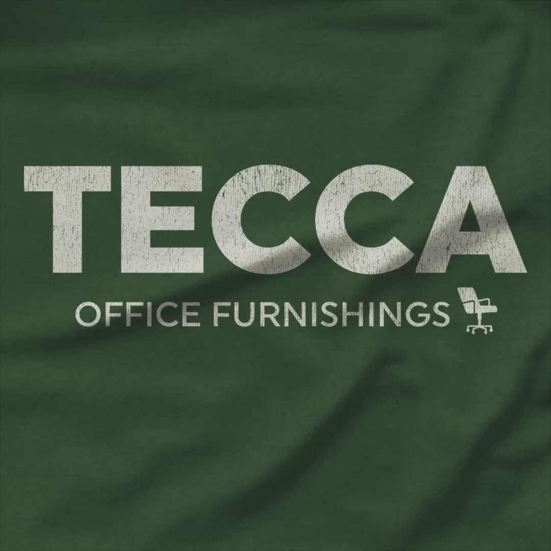 Video of TECCA Office Furnishings tee inspired by The Chair Company. Bella+Canvas tim robinson shirt comedy.